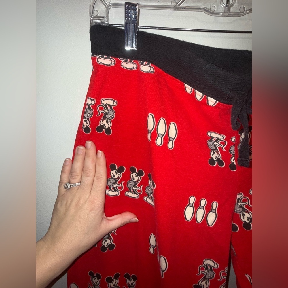 Disney Mickey Mouse Bowling Pajama Pants Size Large Red Sleepwear - Picture 3 of 4
